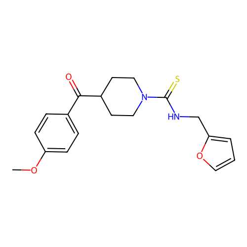 N-(furan-2-ylmethyl)-4-(4-methoxybenzoyl)piperidine-1-carbothioamide structure