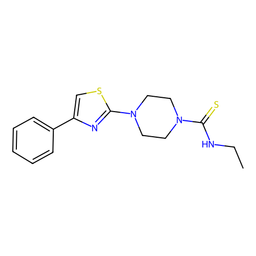 N-ethyl-4-(4-phenyl-1,3-thiazol-2-yl)piperazine-1-carbothioamide structure