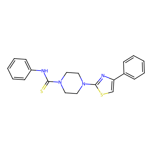 N-phenyl-4-(4-phenyl-1,3-thiazol-2-yl)piperazine-1-carbothioamide structure
