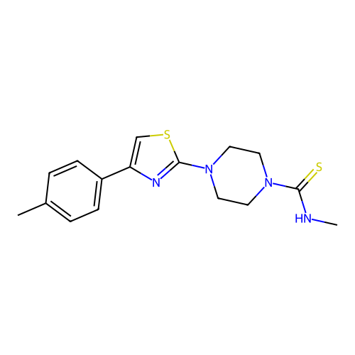 N-methyl-4-[4-(4-methylphenyl)-1,3-thiazol-2-yl]piperazine-1-carbothioamide structure