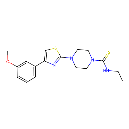4-[4-(3-Methoxy-phenyl)-thiazol-2-yl]-piperazine-1-carbothioic acid ethylamide structure