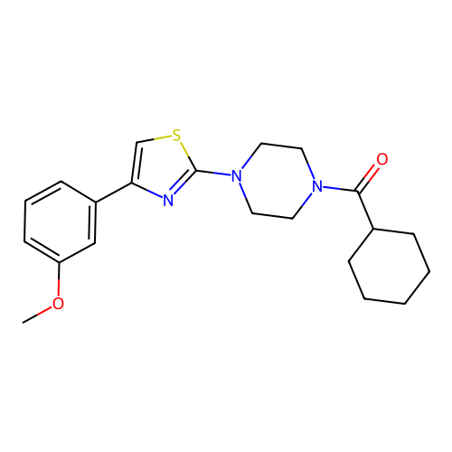 Cyclohexyl-{4-[4-(3-methoxy-phenyl)-thiazol-2-yl]-piperazin-1-yl}-methanone structure