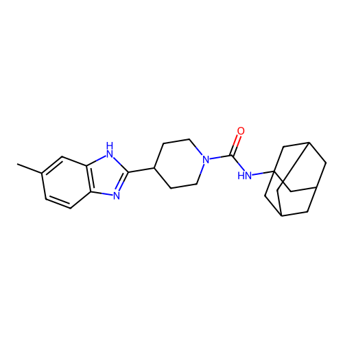 N-(1-adamantyl)-4-(6-methyl-1H-benzimidazol-2-yl)piperidine-1-carboxamide structure
