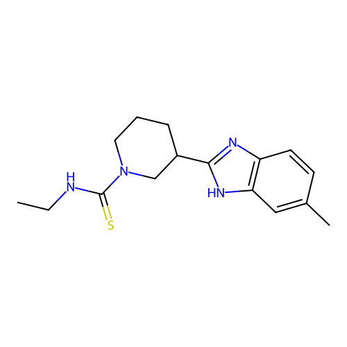 N-ethyl-3-(6-methyl-1H-benzimidazol-2-yl)piperidine-1-carbothioamide structure