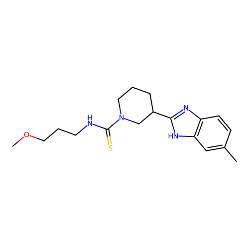 N-(3-methoxypropyl)-3-(6-methyl-1H-benzimidazol-2-yl)piperidine-1-carbothioamide structure