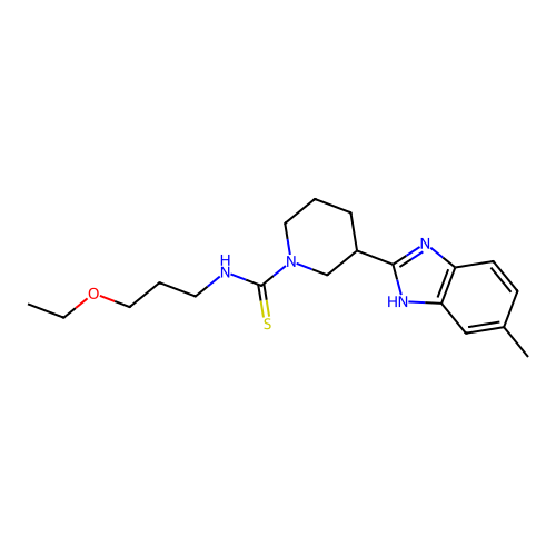 N-(3-ethoxypropyl)-3-(6-methyl-1H-benzimidazol-2-yl)piperidine-1-carbothioamide structure