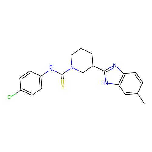 N-(4-chlorophenyl)-3-(6-methyl-1H-benzimidazol-2-yl)piperidine-1-carbothioamide structure