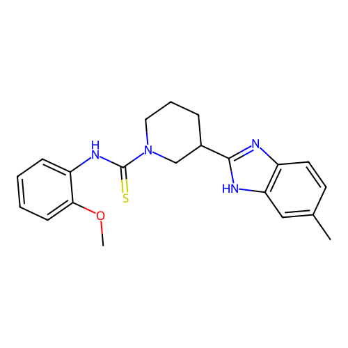 N-(2-methoxyphenyl)-3-(6-methyl-1H-benzimidazol-2-yl)piperidine-1-carbothioamide structure