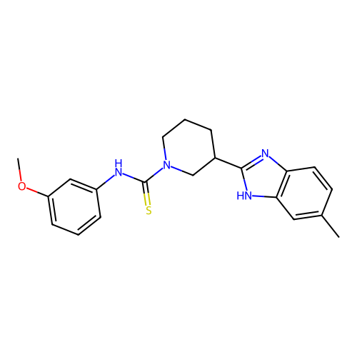 N-(3-methoxyphenyl)-3-(6-methyl-1H-benzimidazol-2-yl)piperidine-1-carbothioamide structure