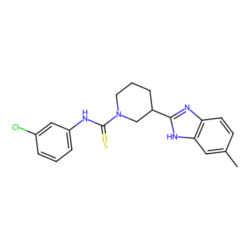 N-(3-chlorophenyl)-3-(6-methyl-1H-benzimidazol-2-yl)piperidine-1-carbothioamide structure