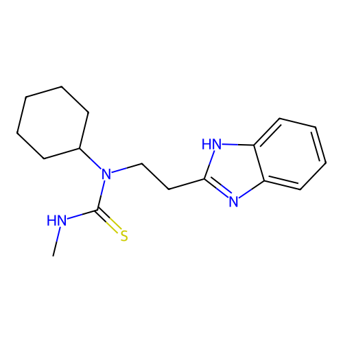 1-[2-(1H-benzimidazol-2-yl)ethyl]-1-cyclohexyl-3-methylthiourea structure