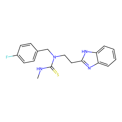 1-[2-(1H-benzimidazol-2-yl)ethyl]-1-[(4-fluorophenyl)methyl]-3-methylthiourea structure
