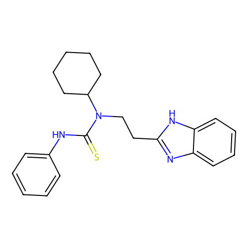 1-[2-(1H-benzimidazol-2-yl)ethyl]-1-cyclohexyl-3-phenylthiourea structure