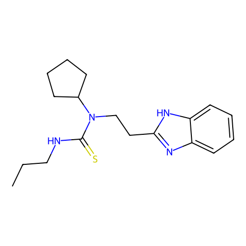 1-[2-(1H-benzimidazol-2-yl)ethyl]-1-cyclopentyl-3-propylthiourea structure