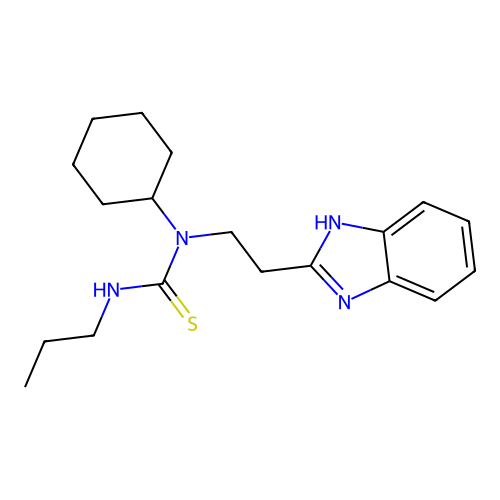 1-[2-(1H-benzimidazol-2-yl)ethyl]-1-cyclohexyl-3-propylthiourea structure