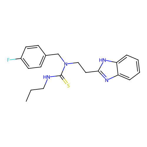 1-[2-(1H-benzimidazol-2-yl)ethyl]-1-[(4-fluorophenyl)methyl]-3-propylthiourea structure