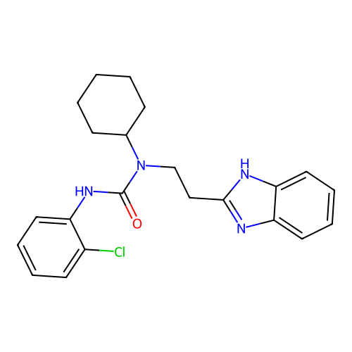 1-[2-(1H-benzimidazol-2-yl)ethyl]-3-(2-chlorophenyl)-1-cyclohexylurea structure