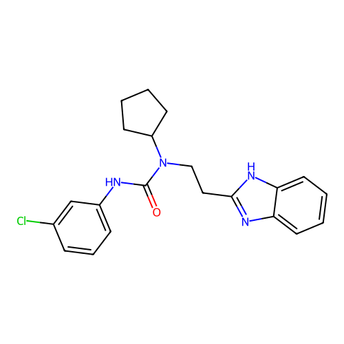 1-[2-(1H-benzimidazol-2-yl)ethyl]-3-(3-chlorophenyl)-1-cyclopentylurea structure