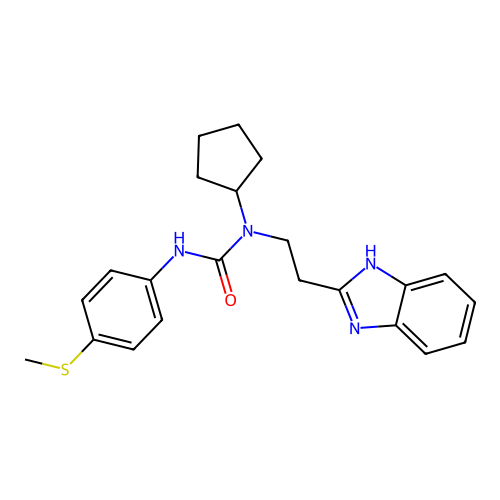 1-[2-(1H-benzimidazol-2-yl)ethyl]-1-cyclopentyl-3-(4-methylsulfanylphenyl)urea structure