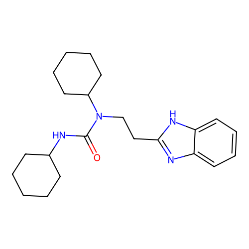 1-[2-(1H-benzimidazol-2-yl)ethyl]-1,3-dicyclohexylurea structure