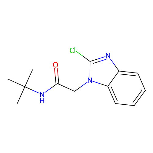 N-tert-butyl-2-(2-chlorobenzimidazol-1-yl)acetamide structure