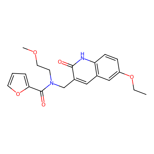 N-[(6-ethoxy-2-oxo-1H-quinolin-3-yl)methyl]-N-(2-methoxyethyl)furan-2-carboxamide structure
