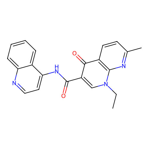 1-ethyl-7-methyl-4-oxo-N-quinolin-4-yl-1,8-naphthyridine-3-carboxamide structure