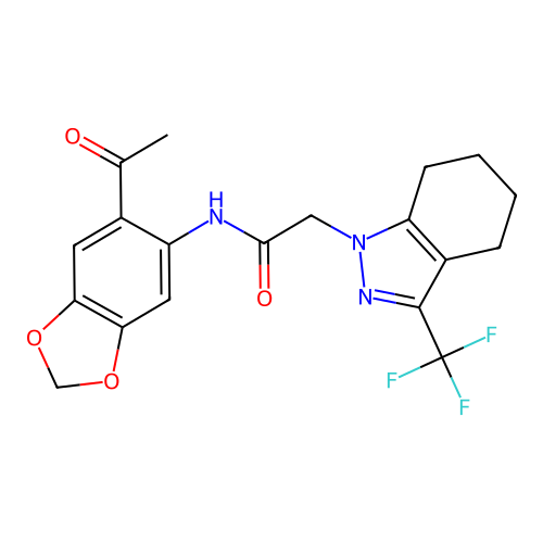 1H-Indazole-1-acetamide, N-(6-acetyl-1,3-benzodioxol-5-yl)-4,5,6,7-tetrahydro-3-(trifluoromethyl)- (9CI) structure