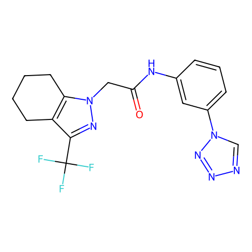 N-[3-(tetrazol-1-yl)phenyl]-2-[3-(trifluoromethyl)-4,5,6,7-tetrahydroindazol-1-yl]acetamide structure