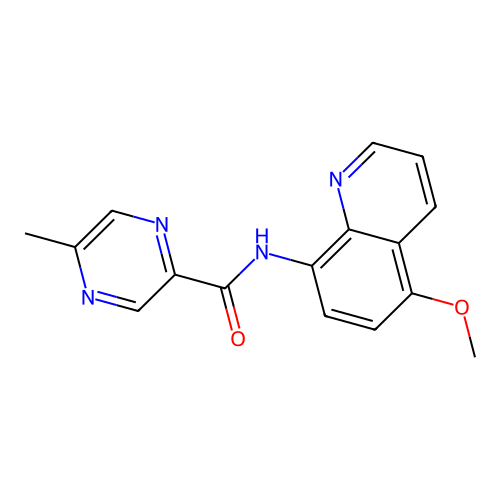 5-Methyl-pyrazine-2-carboxylic acid (5-methoxy-quinolin-8-yl)-amide structure