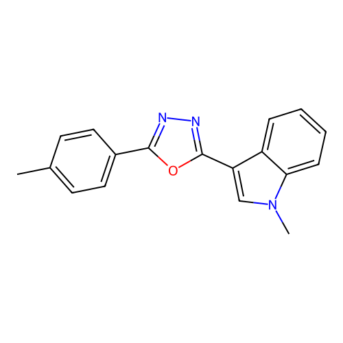 2-(1-Methylindol-3-yl)-5-(4-methylphenyl)-1,3,4-oxadiazole structure