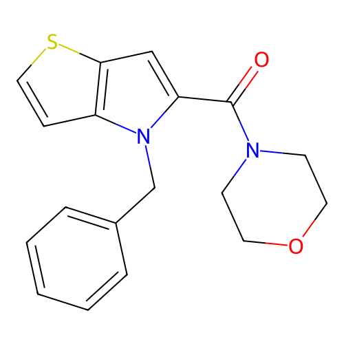 (4-benzyl-4H-thieno[3,2-b]pyrrol-5-yl)(morpholin-4-yl)methanone structure