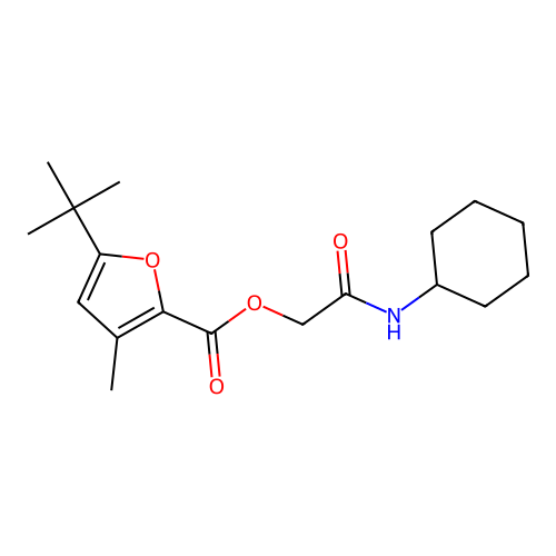 [2-(Cyclohexylamino)-2-oxoethyl] 5-tert-butyl-3-methylfuran-2-carboxylate structure