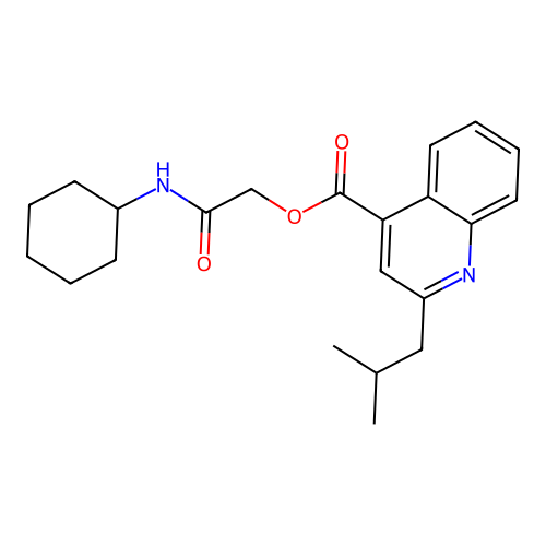 [2-(Cyclohexylamino)-2-oxoethyl] 2-(2-methylpropyl)quinoline-4-carboxylate structure