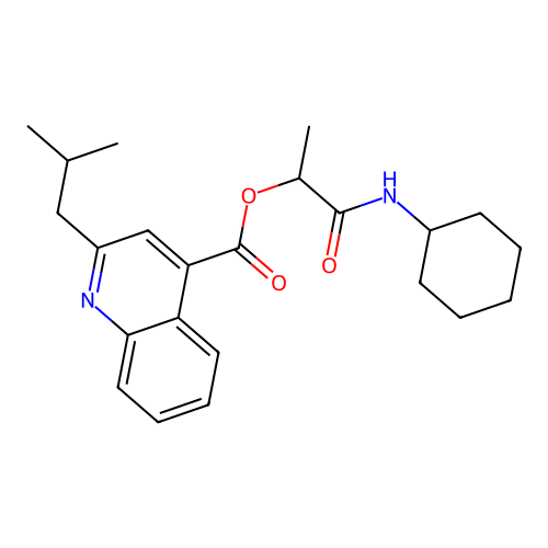 [1-(Cyclohexylamino)-1-oxopropan-2-yl] 2-(2-methylpropyl)quinoline-4-carboxylate structure