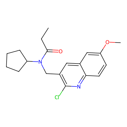 N-[(2-chloro-6-methoxyquinolin-3-yl)methyl]-N-cyclopentylpropanamide structure