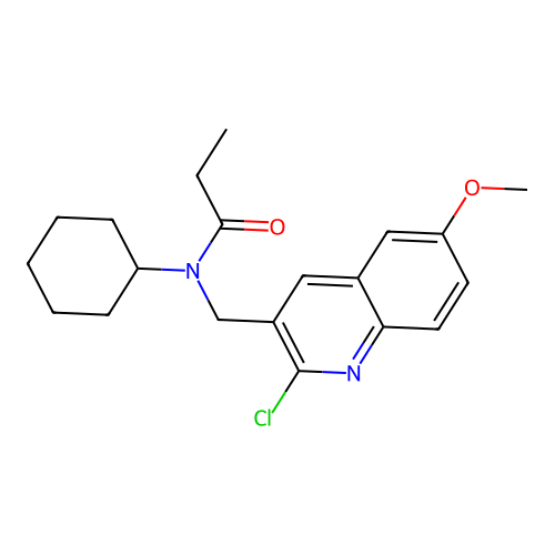 N-[(2-chloro-6-methoxyquinolin-3-yl)methyl]-N-cyclohexylpropanamide structure