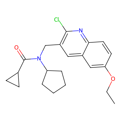N-[(2-chloro-6-ethoxyquinolin-3-yl)methyl]-N-cyclopentylcyclopropanecarboxamide structure