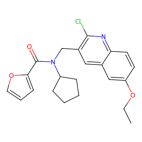 N-[(2-chloro-6-ethoxyquinolin-3-yl)methyl]-N-cyclopentylfuran-2-carboxamide structure