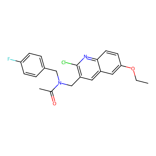 N-[(2-chloro-6-ethoxyquinolin-3-yl)methyl]-N-[(4-fluorophenyl)methyl]acetamide structure