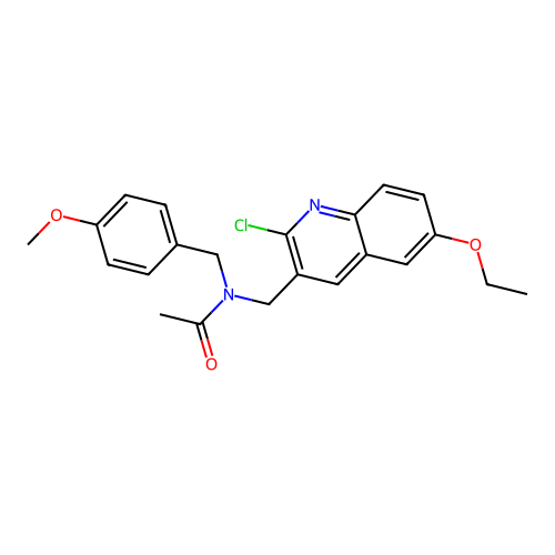 N-[(2-chloro-6-ethoxyquinolin-3-yl)methyl]-N-[(4-methoxyphenyl)methyl]acetamide structure