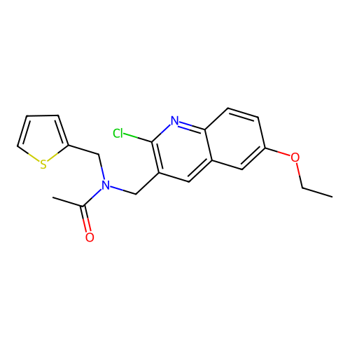 N-[(2-chloro-6-ethoxyquinolin-3-yl)methyl]-N-(thiophen-2-ylmethyl)acetamide structure