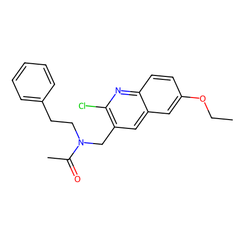 N-[(2-chloro-6-ethoxyquinolin-3-yl)methyl]-N-(2-phenylethyl)acetamide structure