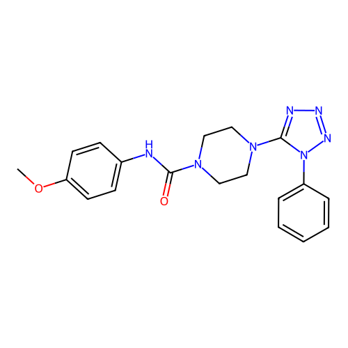 N-(4-methoxyphenyl)-4-(1-phenyltetrazol-5-yl)piperazine-1-carboxamide structure