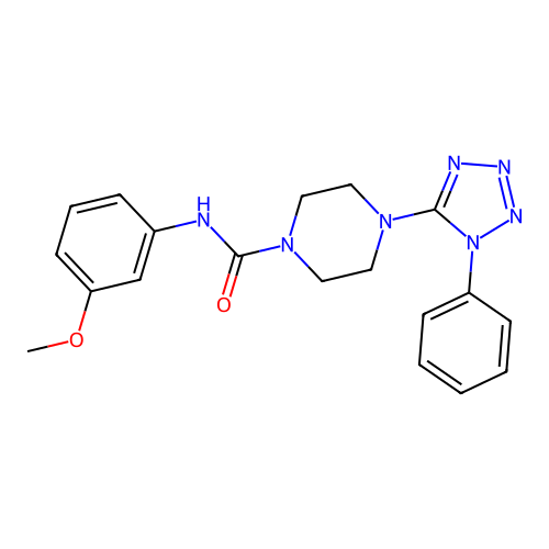 N-(3-methoxyphenyl)-4-(1-phenyltetrazol-5-yl)piperazine-1-carboxamide structure