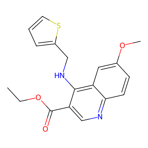 Ethyl 6-methoxy-4-(thiophen-2-ylmethylamino)quinoline-3-carboxylate structure