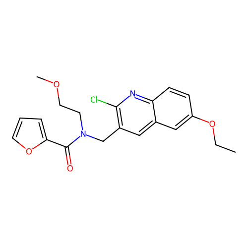 N-[(2-chloro-6-ethoxyquinolin-3-yl)methyl]-N-(2-methoxyethyl)furan-2-carboxamide structure