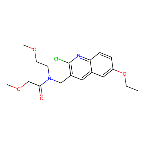 N-[(2-chloro-6-ethoxyquinolin-3-yl)methyl]-2-methoxy-N-(2-methoxyethyl)acetamide structure