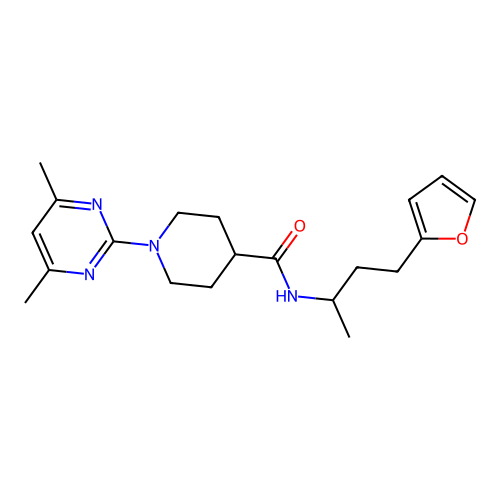 1-(4,6-dimethylpyrimidin-2-yl)-N-[4-(2-furyl)butan-2-yl]piperidine-4-carboxamide structure