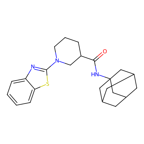 N-((3s,5s,7s)-adamantan-1-yl)-1-(benzo[d]thiazol-2-yl)piperidine-3-carboxamide structure